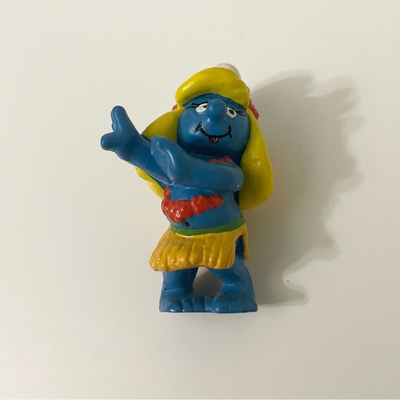Vtg 1988 Smurfs Hula Smurfette Figure Hawaiian Dancer Smurf Figurine Schleich - Picture 9 of 12